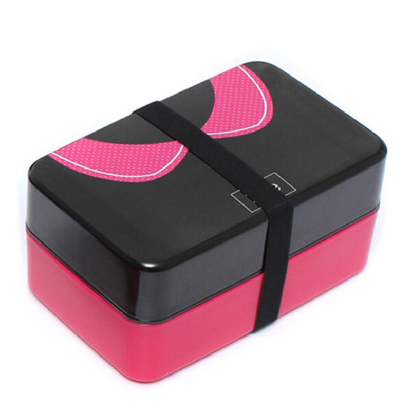 730 Ml 2 Rétegű Műanyag Lovely Lunch Box Belt Bento Box Sushi Box Élelmiszer Tartály