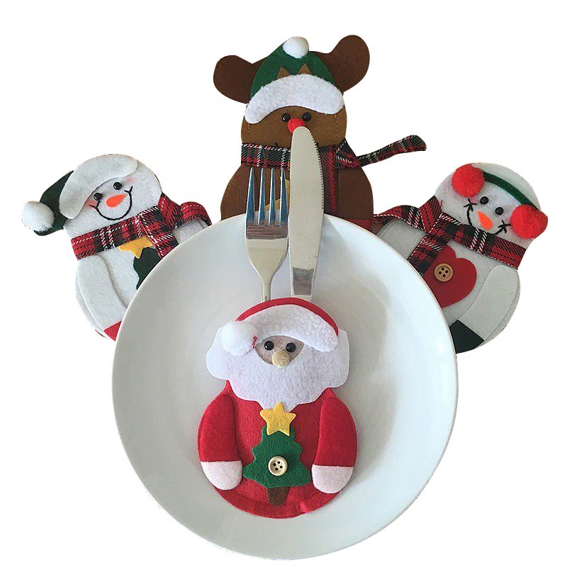 Ezüst Evőeszköztartó Táska Szett Merry Christmas Party Dekoráció 8 Részes