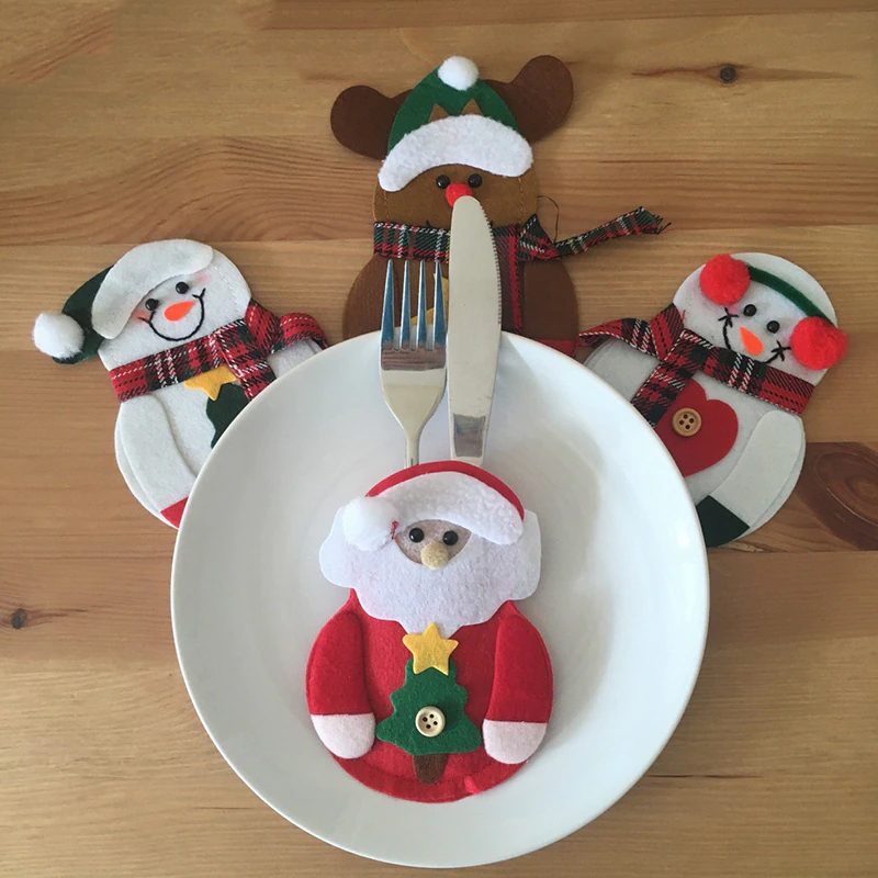 Ezüst Evőeszköztartó Táska Szett Merry Christmas Party Dekoráció 8 Részes