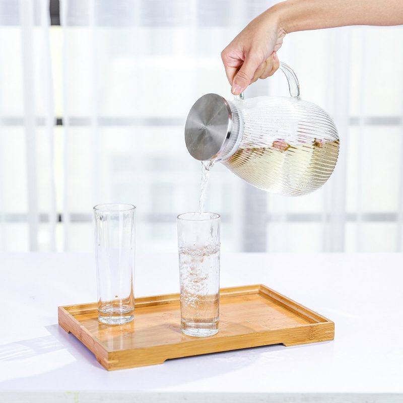 Sawake Üvegkancsó Kancsó Vízforraló (2l/68oz) Vizeskancsó Italkancsó 304 Rozsdamentes Acél Fedelű Kifolyószűrővel És Kefével Hideg Forró Vízhez Italokhoz Jeges Tea Házi Italok Tej Kávé Bor