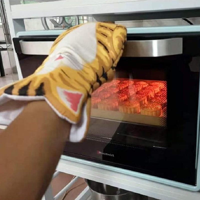 Sütőkesztyű Cat 3d Design Hosszú Pamut Sütéshez Szigetelő Kesztyű Mikrohullámú Hőálló Csúszásmentes Konyhai