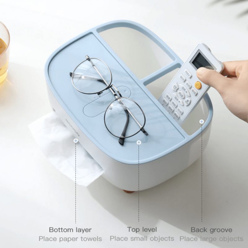 Tissue Box Asztali Konyhai Szalvétatartó Mobil Állvány Tároló Otthoni Iroda
