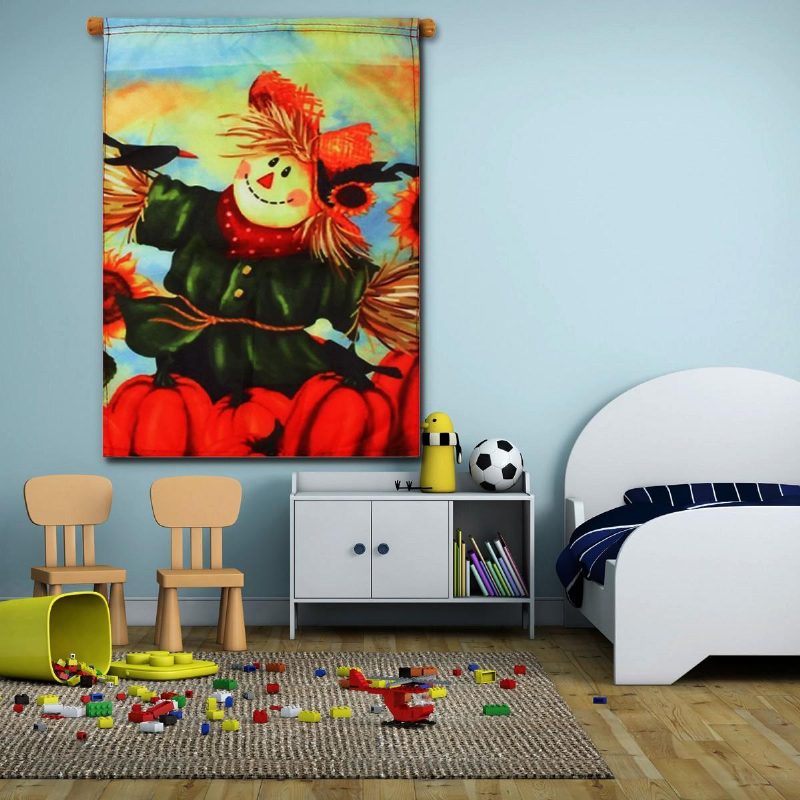 12" X 18" Őszi Fekete Varjú Sütőtök Madárijesztő És Napraforgó Kerti Zászló Díszek