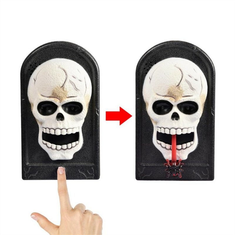 Halloween Csengő Izzó Hangzó Horror Játék Üdvözlő Ajtó Függő Koponya Dekor Kellékek Darab