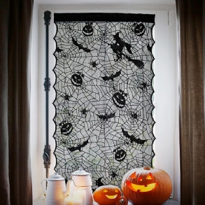 Halloween Csipke Ablak Ajtó Függöny Boszorkány Tök Denevérek Ruha Haunted House Decor