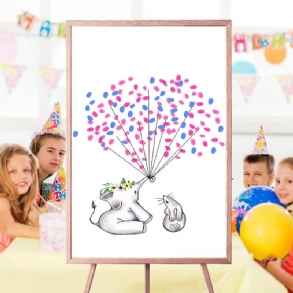 Keret Nélküli Elefánt Esküvői Papírkártya Vendégkönyv Aláírással Ellátott Tintapad Felirattal Születésnapi Parti Díszek