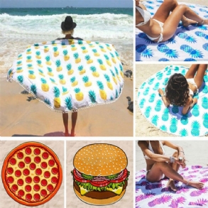 150 cm-es Fánk Pizza Ananász Nyomtatás Vékony Dacron Strandtörölköző Kendő Ágynemű Kárpit