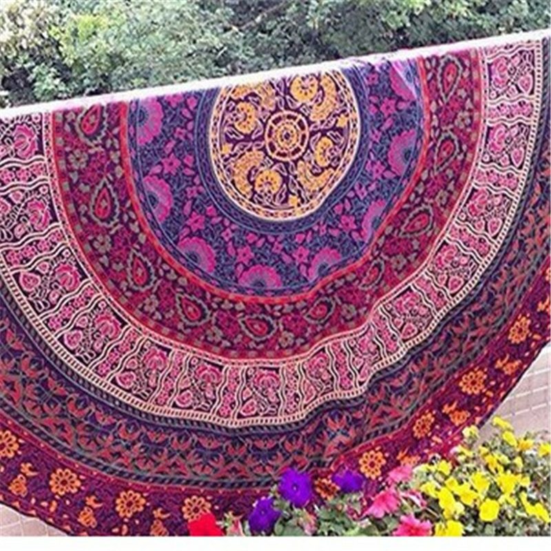 Honana Wx-16 150 cm Bohém Vékony Sifon Strandtörölköző Szőnyeg Mandala Kerek Selyem Sál Ágynemű Kárpit
