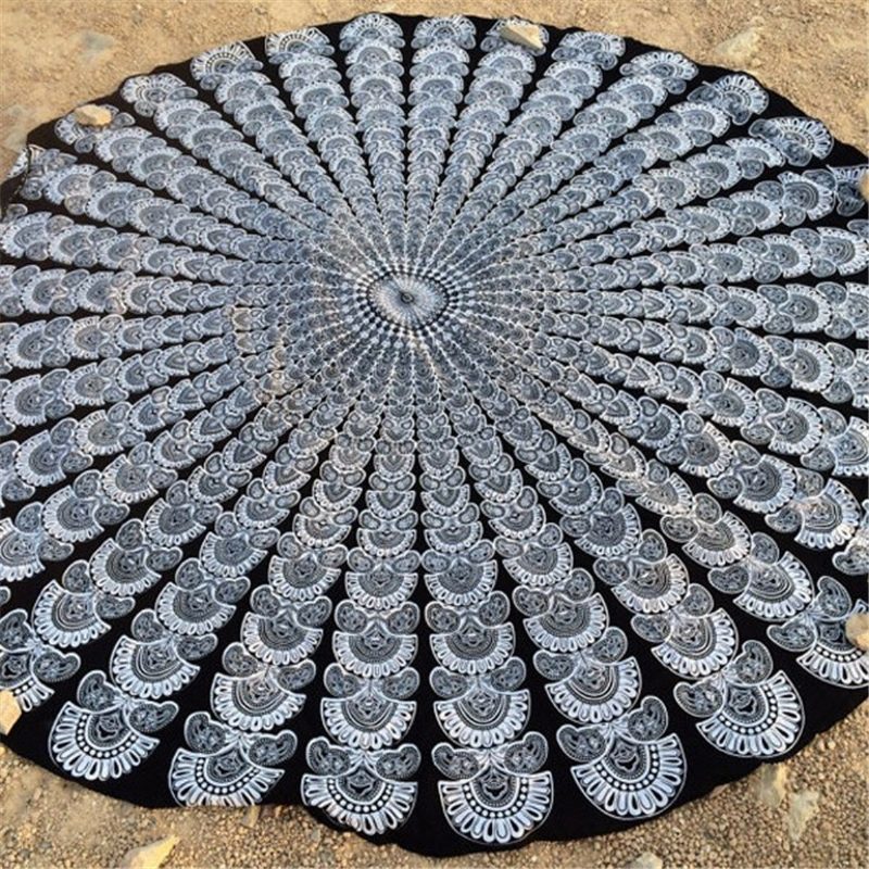 Honana Wx-16 150 cm Bohém Vékony Sifon Strandtörölköző Szőnyeg Mandala Kerek Selyem Sál Ágynemű Kárpit