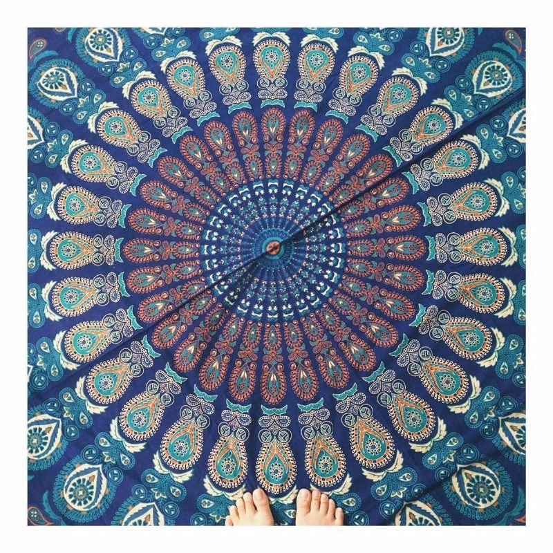 Honana Wx-16 150 cm Bohém Vékony Sifon Strandtörölköző Szőnyeg Mandala Kerek Selyem Sál Ágynemű Kárpit