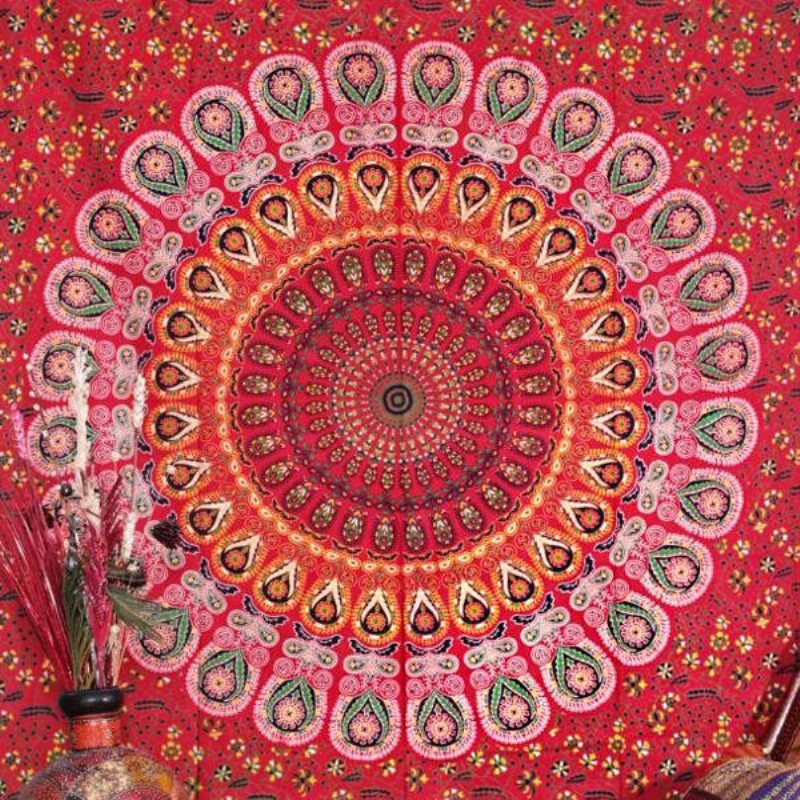 Honana Wx-17 150x210cm Bohém Stílusú Poliészter Szál Strandtörölköző Kendő Mandala Téglalap Ágynemű Kárpit