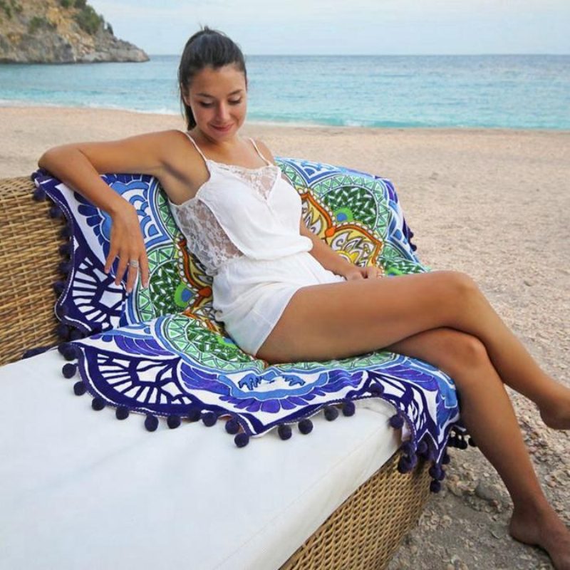 Honana Wx-91 Bohemian Gobelin Totem Lotus Strandtörölközők Jógaszőnyeg Kempingmatrac Bikini Huzat