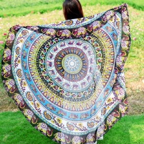 Honana Wx-92 150 cm Bohém Vékony Sifon Strandtörölköző Mandala Kerek Selyem Sál Lepedő Kárpit
