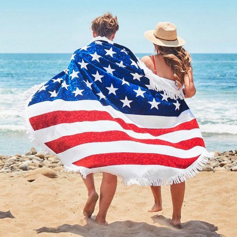 Honana Wx-93 Bohém Kárpit Az Amerikai Zászló Strandtörölközők Jógaszőnyeg Kempingmatrac Bikini Huzat