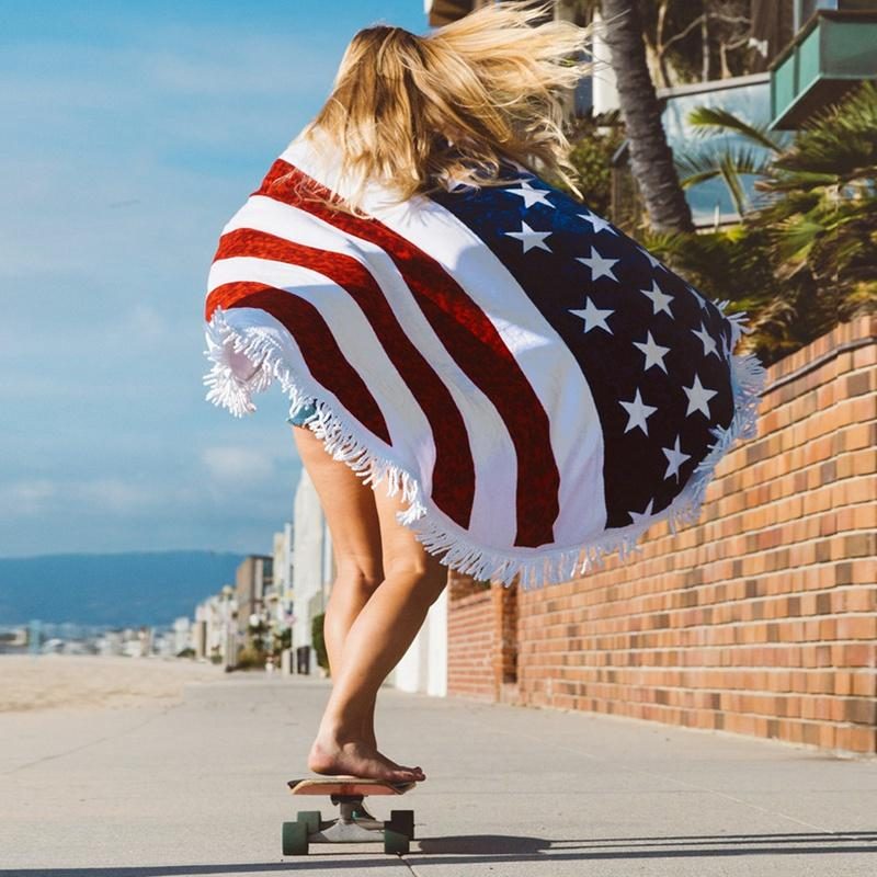 Honana Wx-93 Bohém Kárpit Az Amerikai Zászló Strandtörölközők Jógaszőnyeg Kempingmatrac Bikini Huzat