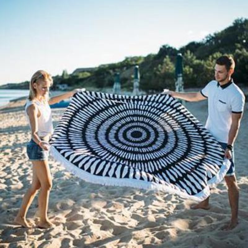 Honana Wx-992 150 cm Bohém Stílusú Vékony Bojt Strandtörölköző Kerek Selyem Sál Ágynemű Kárpit