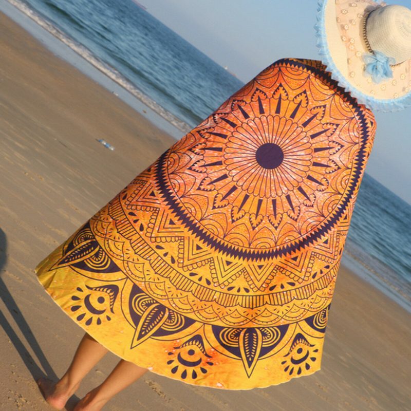 Indiai Mandala Nő Strandtörölköző Hippi Falra Akasztó Bohém Ágytakaró Gobelin Kollégiumi Dekoráció