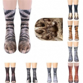 Kreatív 3d Nyomtatás Felnőtt Állatok Mancs Zokni Uniszex Crew Cat Long Tube Stocks Rugalmas Lélegző Kutya Tigris Zebra Disznó Macska