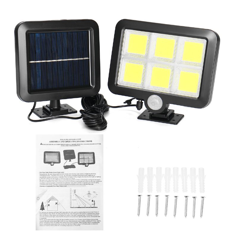 120 Led Cob Camping Light Napelemes Lámpa Vízálló Napfény Fali Lámpás Kültéri Kerti Terasz