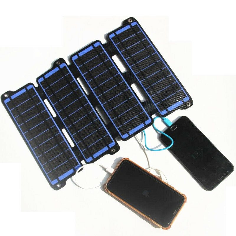14w Etfe Napelemes Töltő Dupla Usb 5v 18v Dc Camping Összecsukható Napelem Telefon Töltéshez Power Bank