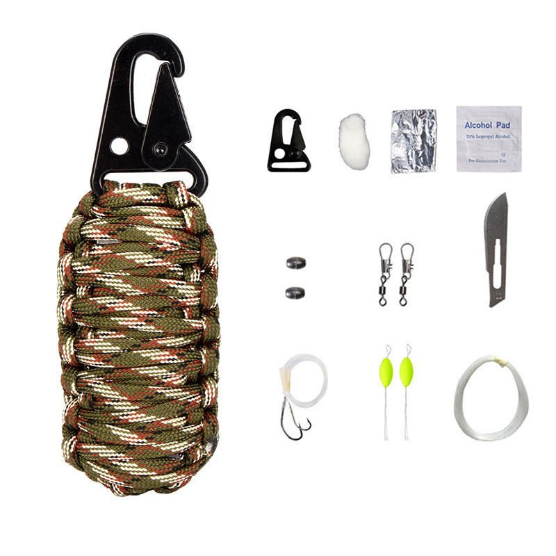 16 Db Kültéri Paracord Készlet Túlélő Kötélkészlet Horgászeszközök Kemping Karabiner Vészfelszerelés