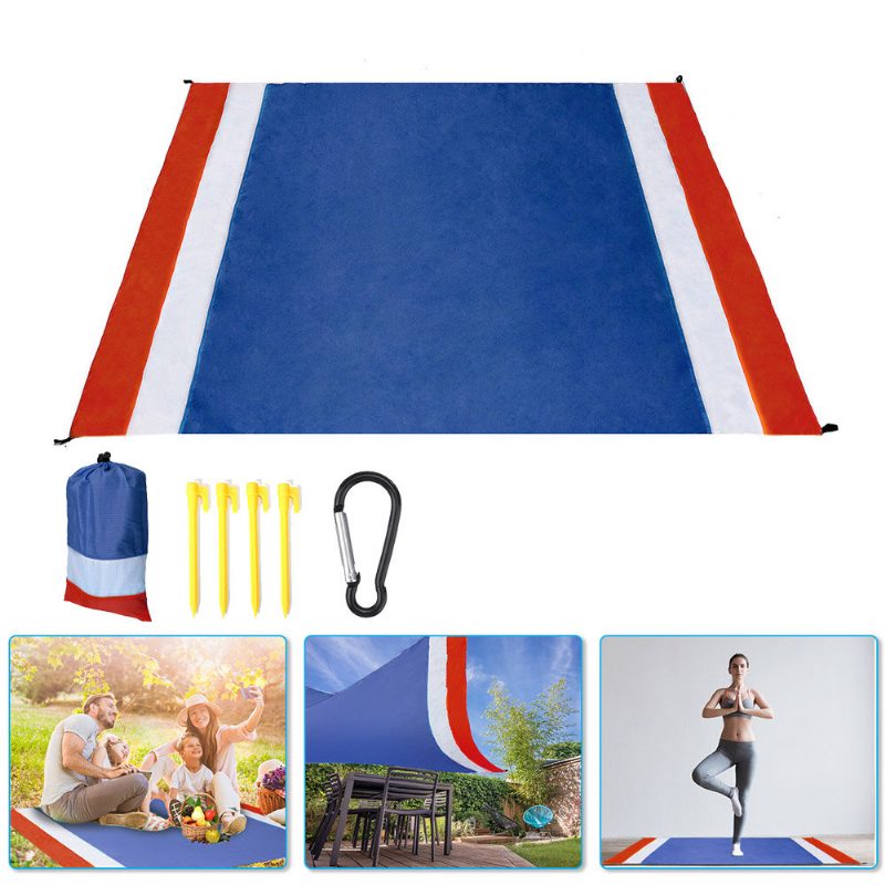 200x210 cm Strandszőnyeg Homokmentes Takaró Vízálló Piknik Alátét Nagyméretű Napernyő Baldachin Kültéri Kemping Utazás
