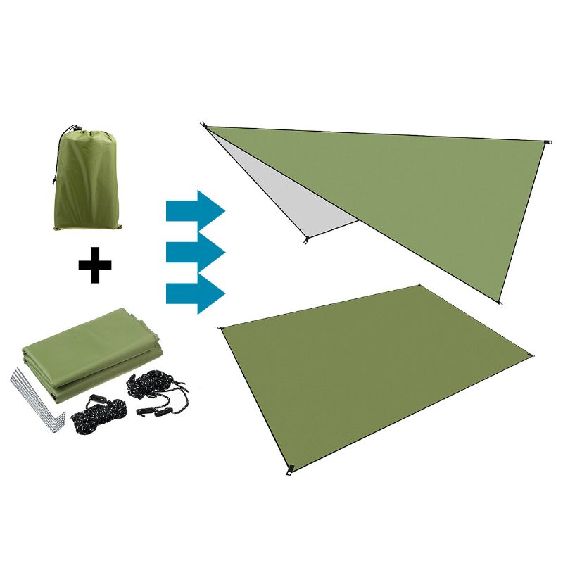 210d Oxford Fabric Army Green Nedvességálló Sátor Menedék Összecsukható Napellenző Ponyva Függőágy Eső Napernyő Piknikmatrac Szabadtéri Kempingutazás