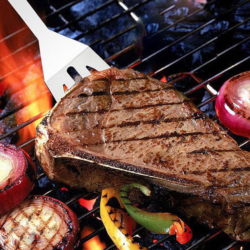 25 Db Rozsdamentes Acél Grillezési Eszközkészlet Kellékek Étkészlet Kültéri Kemping Főzőeszközkészlet