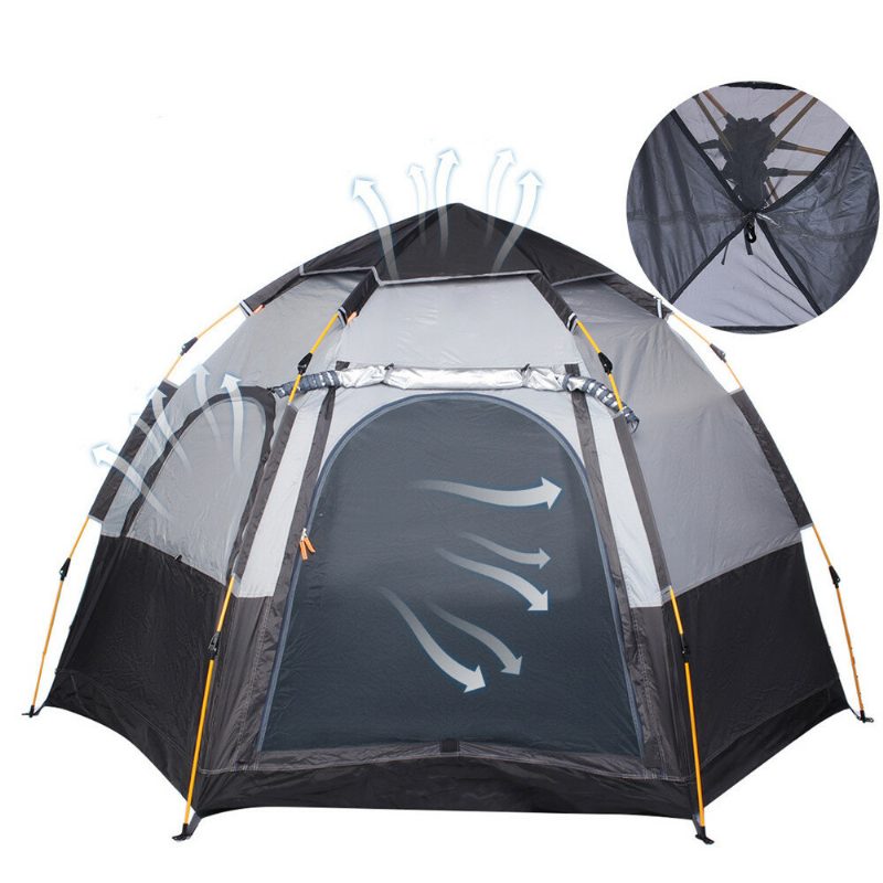 3-4 Személyes Kempingsátor 270x270x150cm 210d Oxford+190t Pu3000mm Kemping Sátor Uv Védelem Vízálló