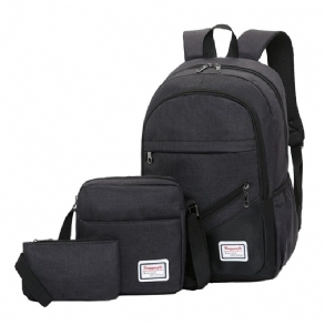 3 Db Hátizsák Iskolatáska Laptoptáska Vászon Cross Body Táskák Camping Travel Handbag Pen Bag