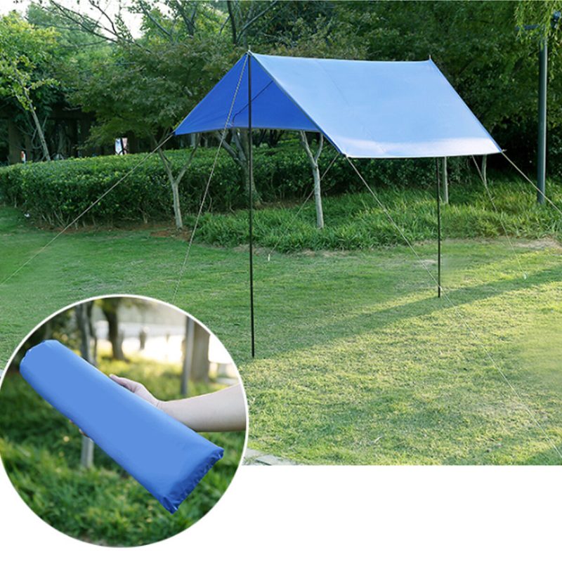 300x300cm Kültéri Kemping Sátor Napernyő Eső Nap Uv Strand Lombkorona Napellenző Menedék Piknik Szőnyeg Földes Párna