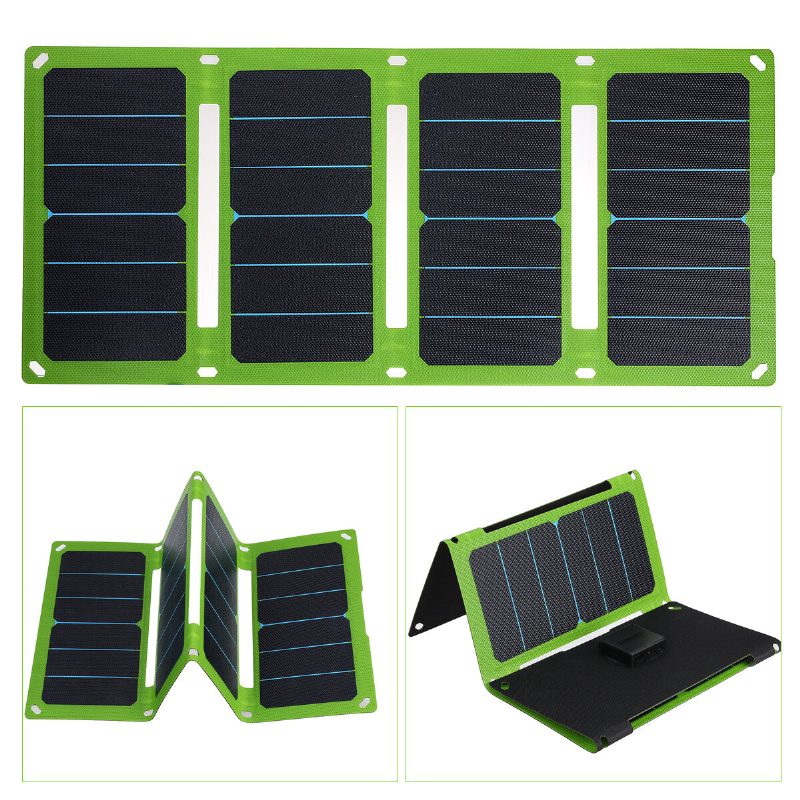38w/50w 5v/12v Összecsukható Napelemes Töltő Etfe Kézitáska Solar Power Bank Sürgősségi Tápegység Szabadtéri Kempingezéshez Túrázáshoz Hátizsákkal
