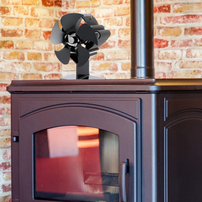 5 Lapátos Kandallóventilátor Mini Hőenergiával Működő Kályhaventilátor Faégő Eco-ventilátor Csendes Otthon Hatékony Hőelosztás