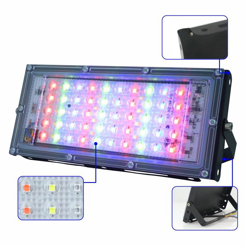 50 W Rgb Led Lámpa Ac 220v 230v 240v Kültéri Reflektor Ip65 Vízálló Led Utcai Táj Világítás