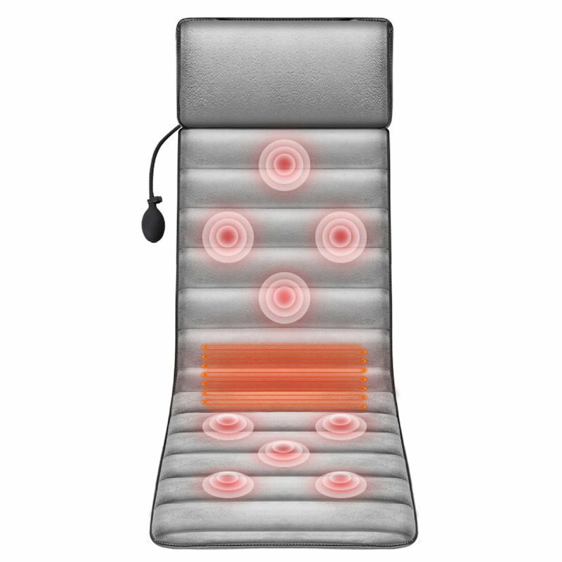 9 Fokozatú Adjust Elektromos Vibrátor Fűtés Hát Nyak Masszírozó Matrac Láb Derékpárna Szőnyeg Otthoni Iroda Fájdalomcsillapító Relax Masszázspárna