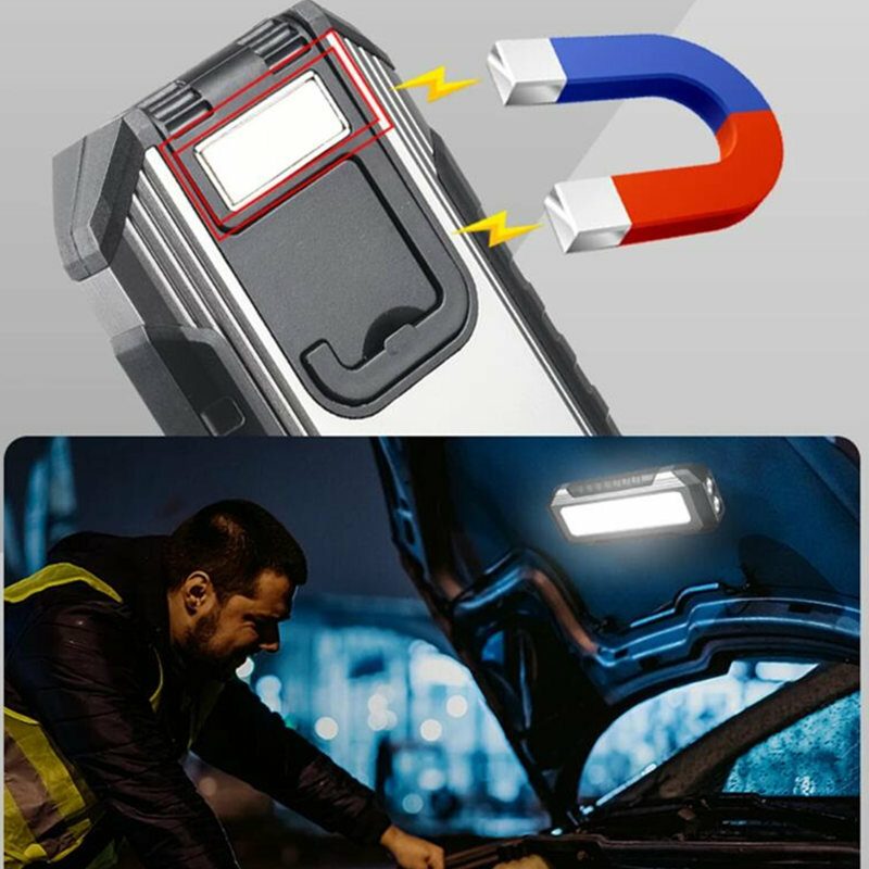 Cob Led Munkalámpa Usb Újratölthető Zseblámpa Camping Lantern Led Kemping Mágnessel
