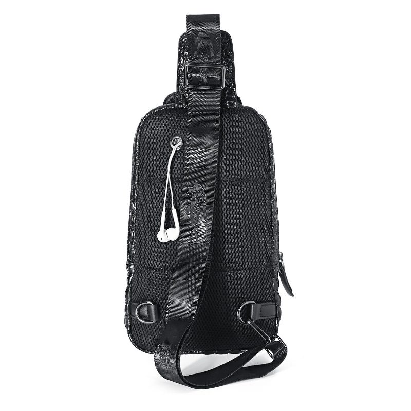 Férfi Új Bőr Krokodilmintás Melltáska Sling Hátizsák Crossbody Táskák