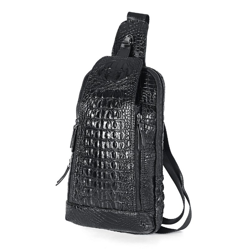 Férfi Új Bőr Krokodilmintás Melltáska Sling Hátizsák Crossbody Táskák