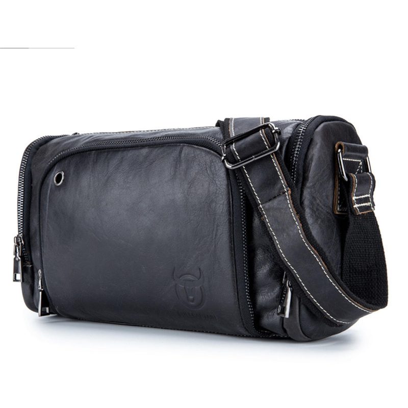 Férfi Valódi Bőr Vintage Válltáska Csomag Crossbody Messenger Gym Pouch Sport Travel