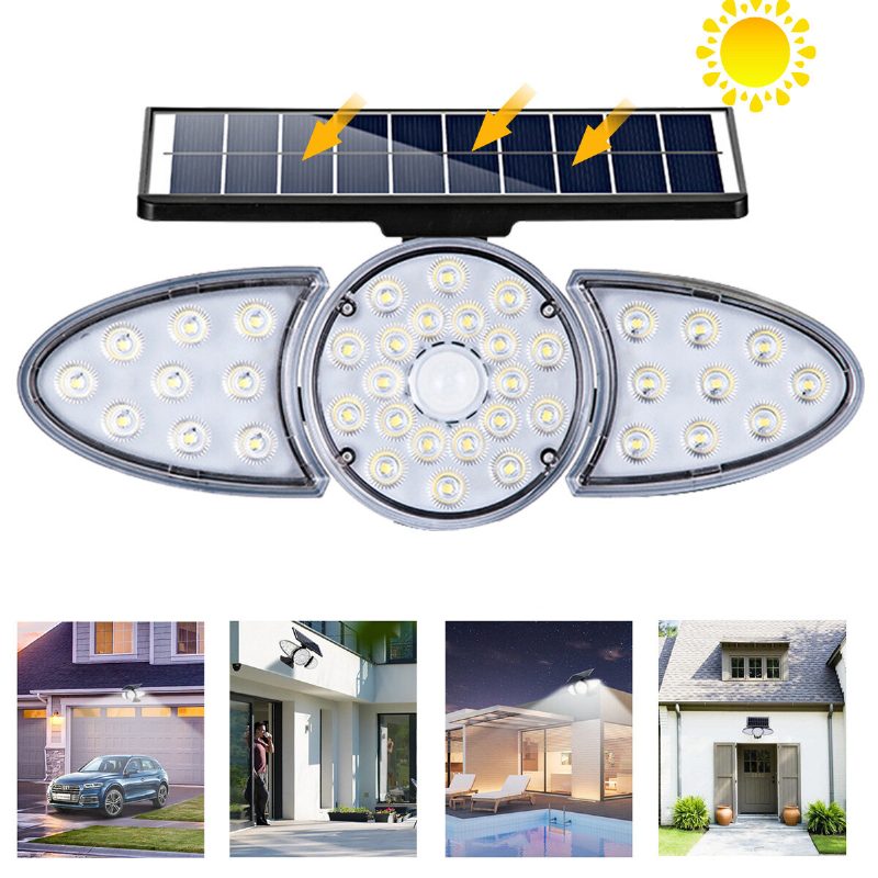 Led Napelemes Fali Lámpa Állítható Fejjel Ip65 Vízálló Szuper Fényes Testérzékelős Fény Spotlámpa Kültéri Kerti Udvarhoz