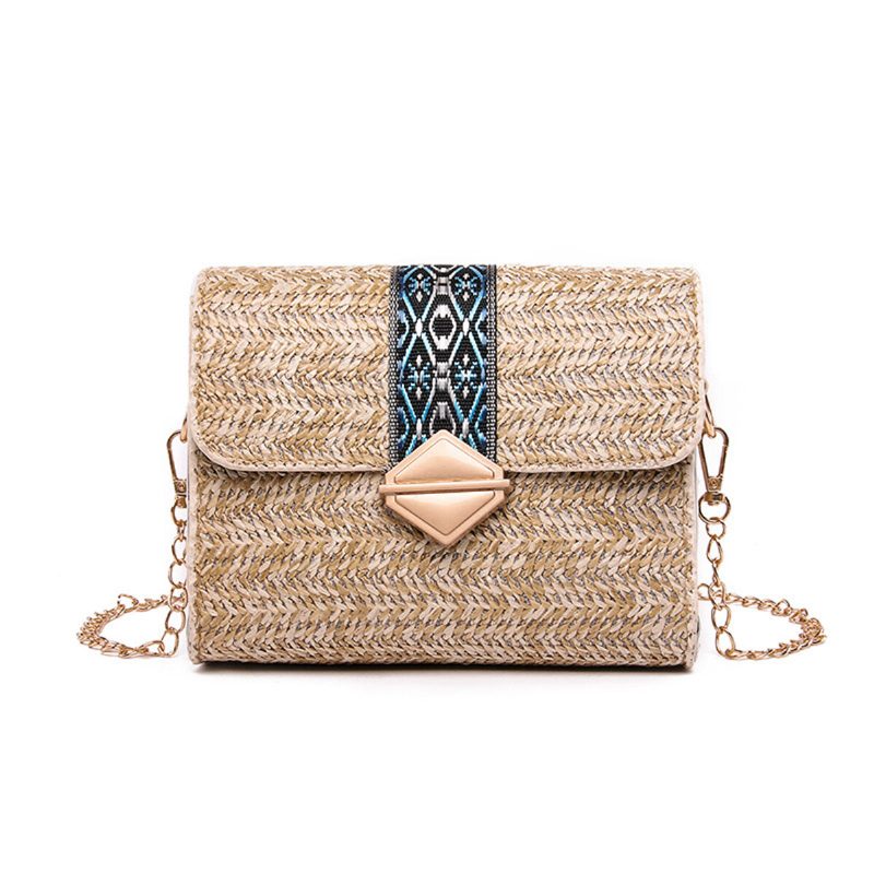 Női Nyári Strand Szalmatáska Bohemian Crossbody Messenger Válltáska