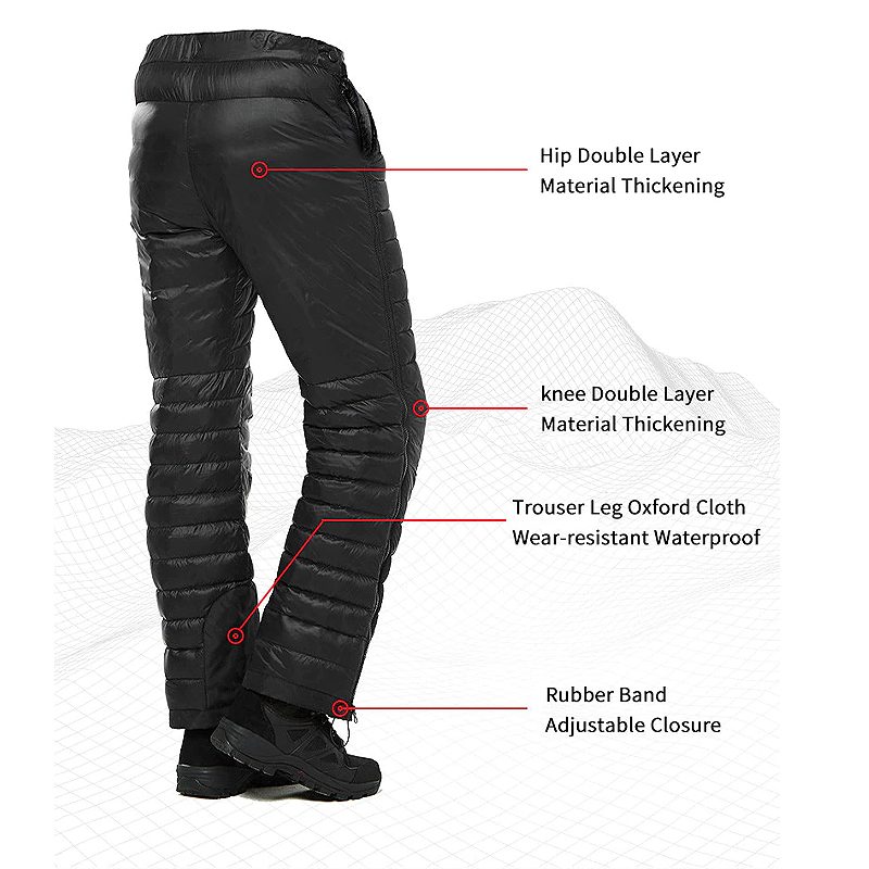 Outdoor Thermal Goose Down Pants Zipzár Camping Túrázás Sí Nadrág