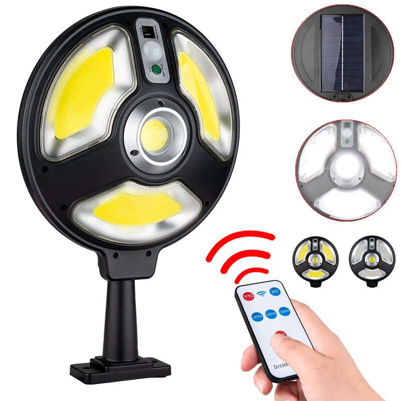 Solar Camping Light 3 Üzemmódú Érzékelős Kerti Fali Lámpa Kültéri Cob Led Vízálló Intelligens Távirányítós