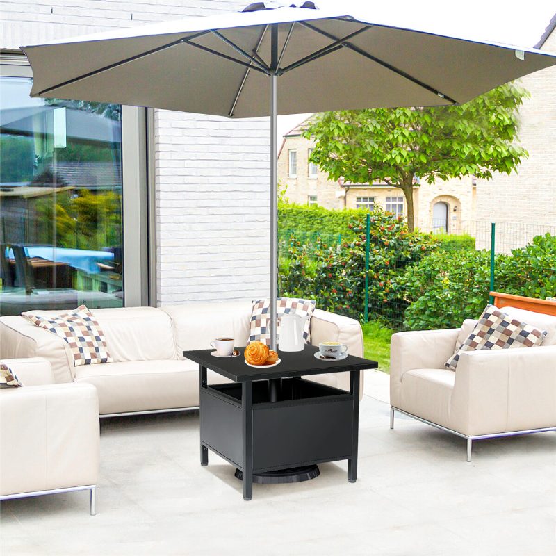 Terasz Oldalsó Asztal Esernyőlyukkal Patio Esernyő Talp Esernyőállvány Kültéri Alap Négyzet Alakú Oldalasztal Bisztró Erkélyhez Hátsó Udvar Kerti Fedélzet