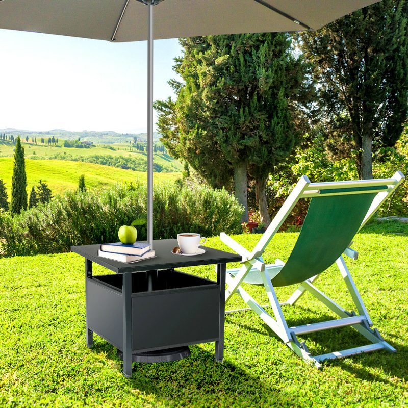 Terasz Oldalsó Asztal Esernyőlyukkal Patio Esernyő Talp Esernyőállvány Kültéri Alap Négyzet Alakú Oldalasztal Bisztró Erkélyhez Hátsó Udvar Kerti Fedélzet
