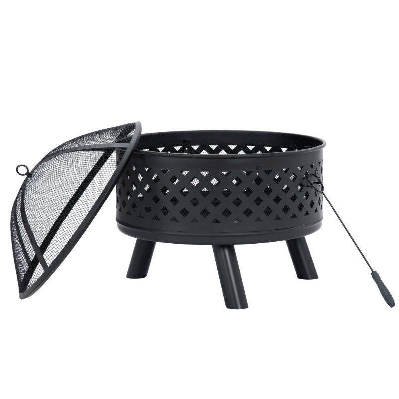 Us Direct U-stílusú Körtüzelő Gödör Acél Fatüzelésű Kemping Bbq Grillfűtés Szikravédővel A Kerti Máglya Teraszához