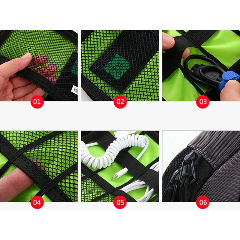 Utazási Készlet Vízálló Nylon Kábeltartó Táska Elektronikus Tartozékok Tárolótok