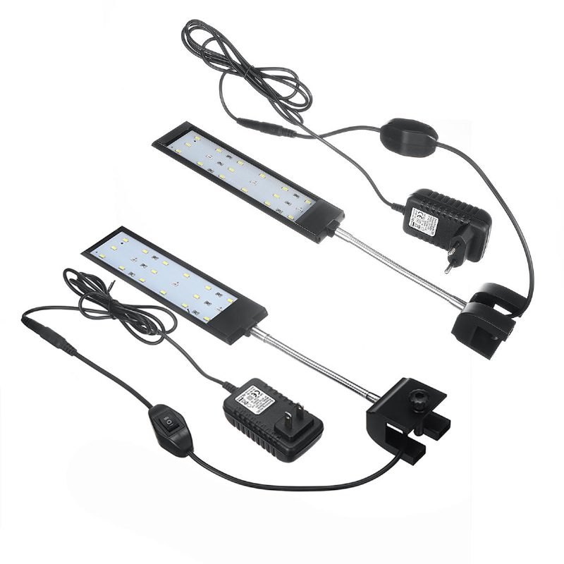 100-240v 7w Clip-on Led Akváriumi Lámpa Akvárium Dekorációs Világító Fehér És Kék Led-ekkel Érintővezérlés 2 Mód