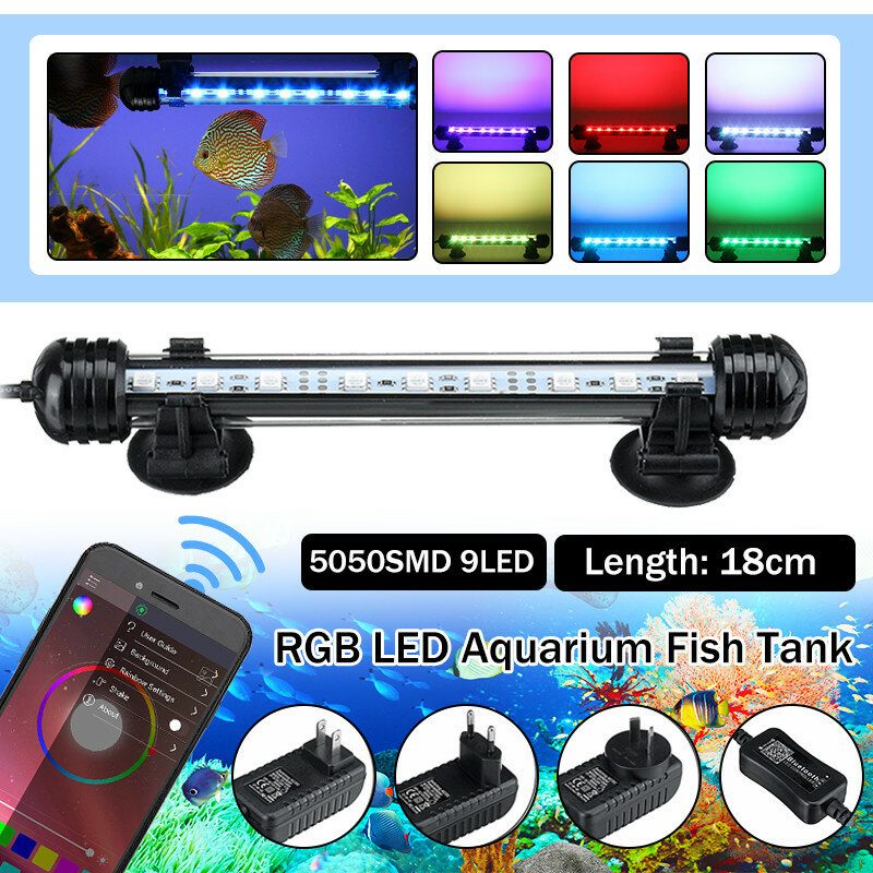 18 cm-es 5050smd 9 Led-es Akváriumi Akvárium Rgb Könnyű Merülő Vízálló Szalaglámpa