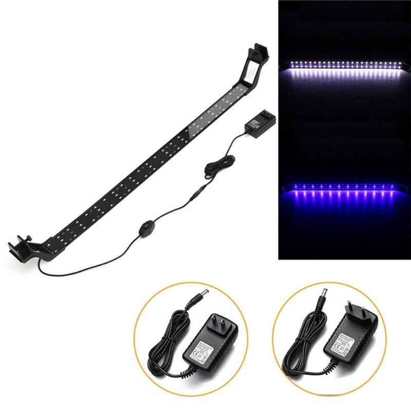 24 W-os 85 cm-es Kék-fehér Led Állítható Akváriumi Lámpa Szupervékony Csíptetős